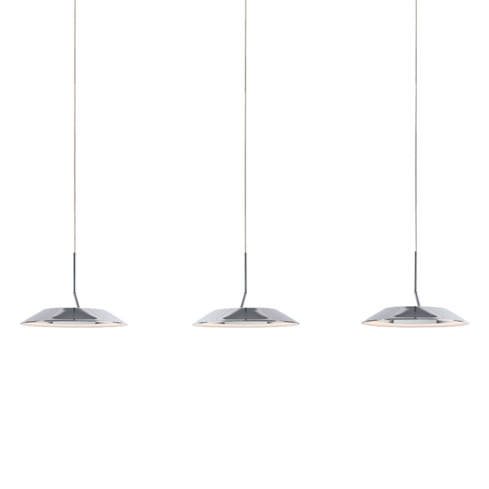 Koncept Lighting RYP-L3-SW-CRM Royyo LED Pendant (linear with 3 pendants), Chrome, Matte White Canopy